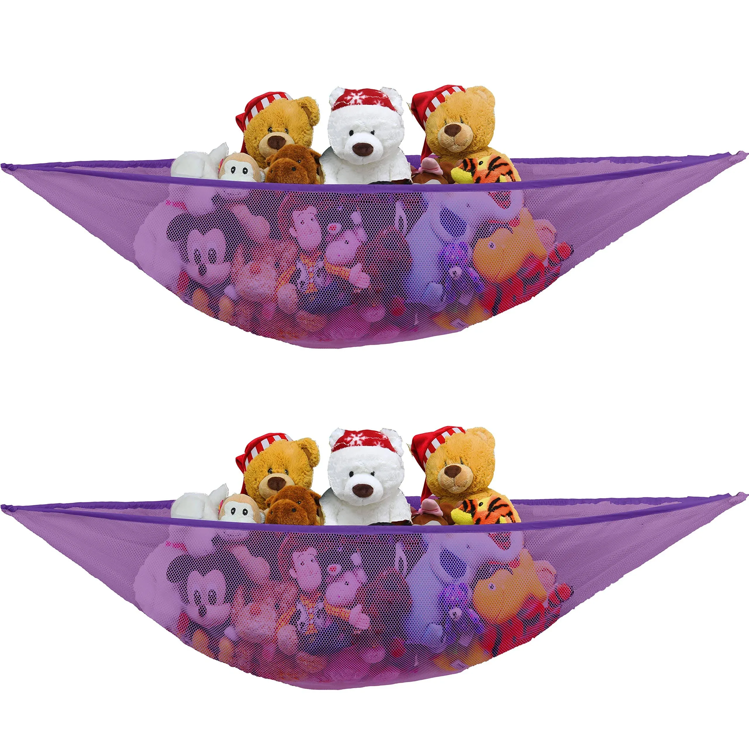 Simple Houseware 2 PK - Stuffed Animals Jumbo Toy Storage Hammock, Purple