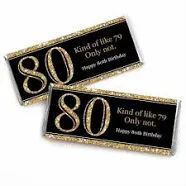 Big Dot Of Happiness Adult 80th Birthday Gold Candy Bar Wrappers Birthday Party Favors 24 Ct