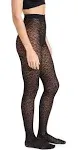 Womens Black Floral-jacquard Stretch-woven Tights