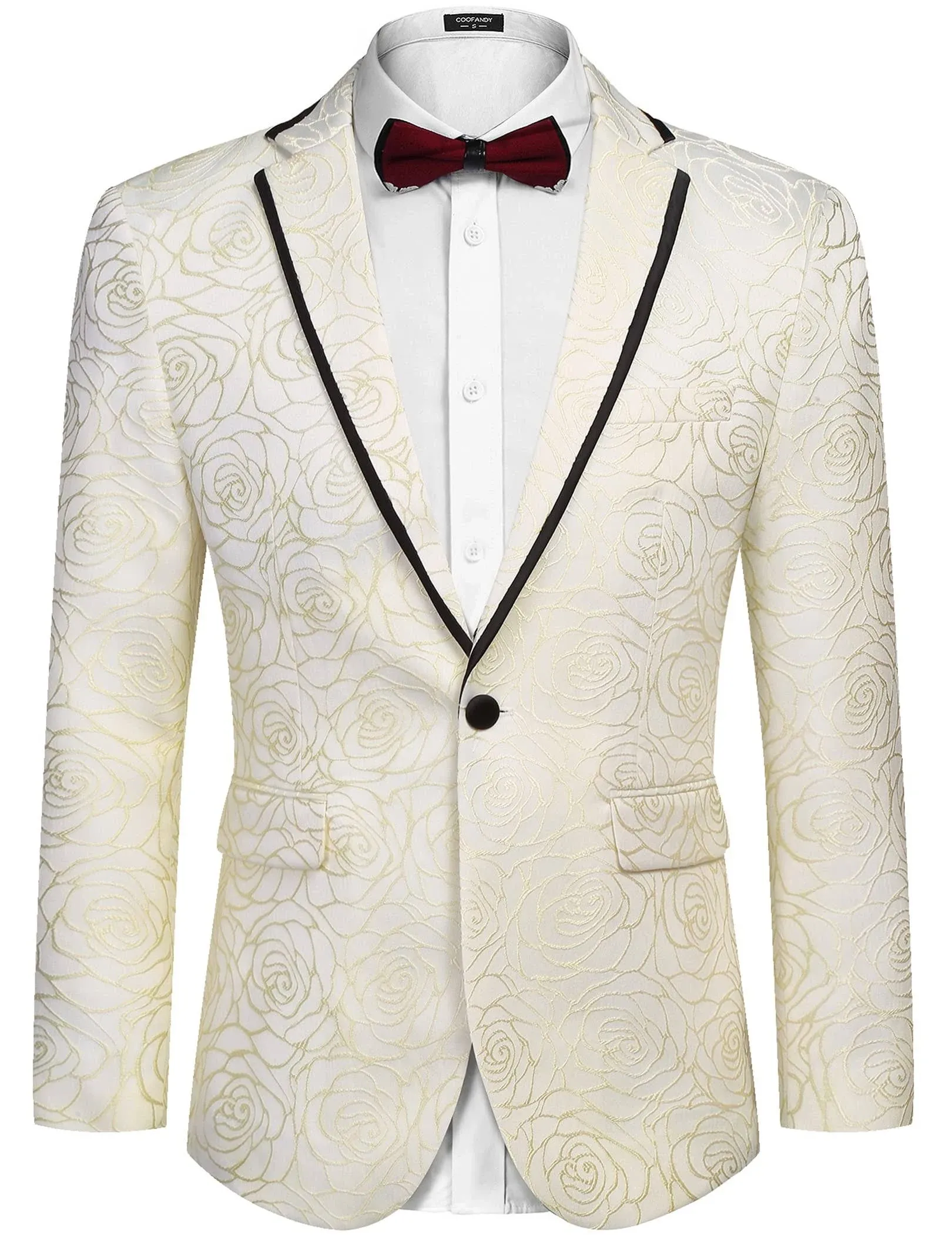 COOFANDY Men&#039;s Floral Suit Jacket Embroidered Wedding Blazer Party Dinner Tuxedo