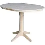 36&#034; Round Top Pedestal Table With 12&#034; Leaf - 34.9&#034;H - Dining or Counter Height