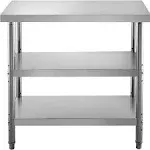 36 x 18 x 34 in. Stainless Steel Metal Prep Table Kitchen Cart Utility Storage