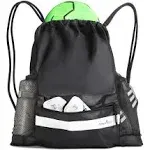  Drawstring Soccer Bag - Soccer Backpack For Boys or Girls Can Also Carry Black