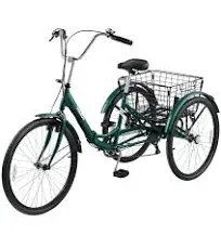 Secondhand 26 Inch Folding Adult Tricycle 7 Speed 3 Wheel Bike for Adults Green