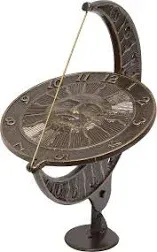 Whitehall Products, Sun and Moon Aluminum Sundial 01273, 8.75 inches wide by 15.5 inches high, copper verdigris