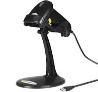  Barcode Scanner with Stand, Hand Free Automatic Laser USB Barcode Black