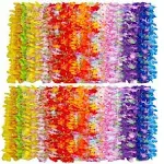 100pcs Soft Necklaces Hawaiian Leis Luau Partyecorations Tropical Party Favors Lei Hawaiian Flower Perfect for Your Hawaii Luaus Party.