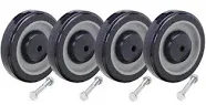 Shopping Cart Wheel Replacement Kit | 5" Diameter | Including 5/16" Axle Bolts: Set of 4