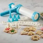 Hutzler Easy Action Cookie Press and Food Decorator, White/Turquois<wbr/>e