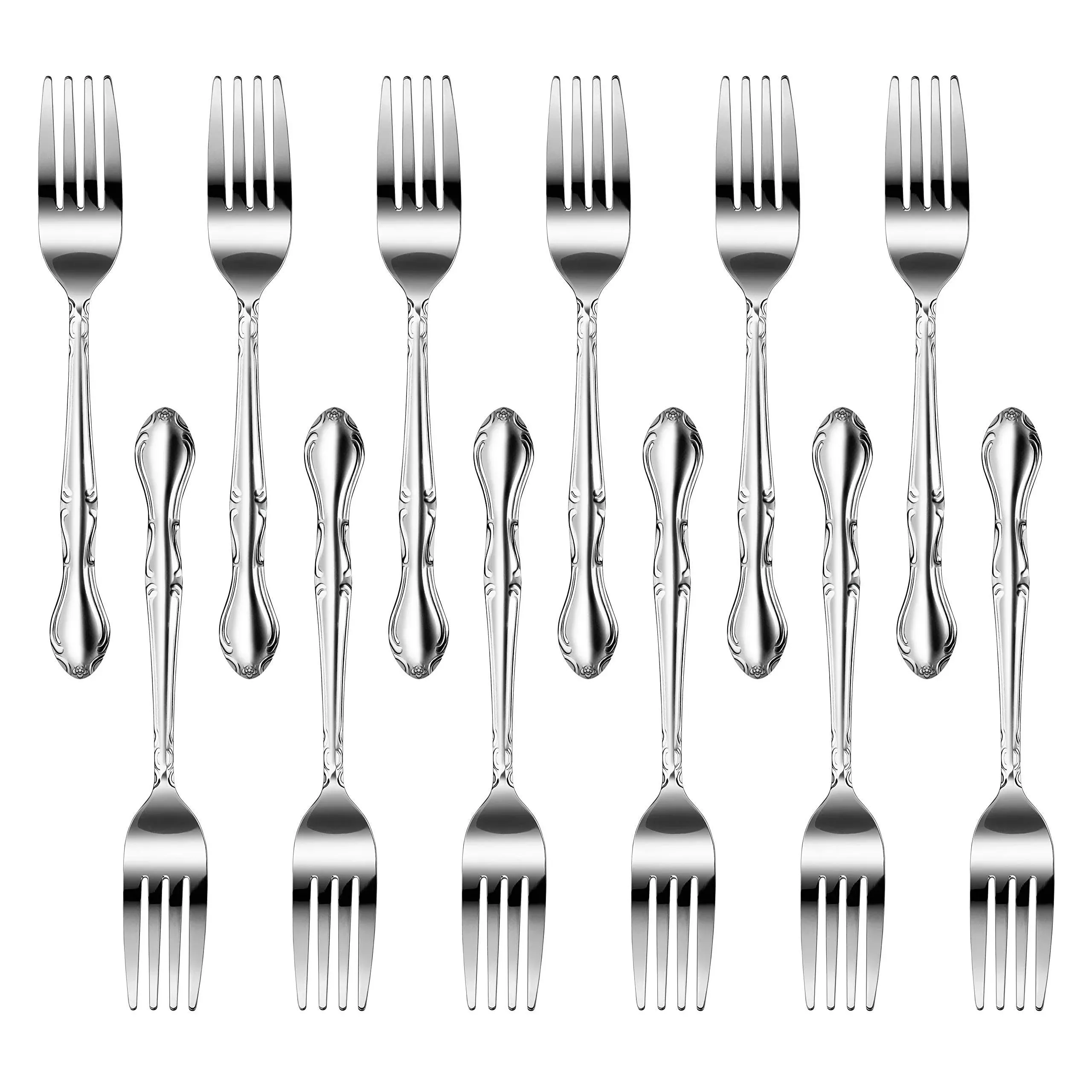 New Star Foodservice 58642 Rose Pattern, 18/0 Stainless Steel, Dinner Fork, 7.2-Inch, Set of 12