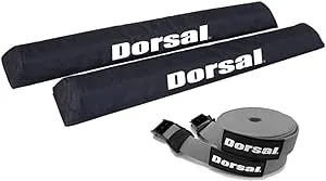 DORSAL Aero Roof Rack Pads with 15 ft Surf Straps - Pack of 4 for Car Surfboard Kayak SUP Long Polyester 20" Inch Grey