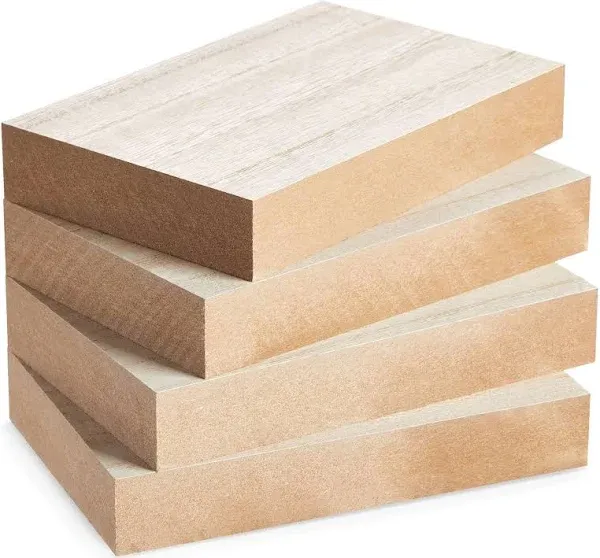 Unfinished MDF Wood Rectangle Blocks for DIY Crafts (4 Pack)