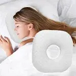 Wuronsa Ear Piercing Pillow for Side Sleepers, Pillow with An Ear Hole for CNH and Ear Pain Ear Inflammation Pressure Sores, O-Shaped Side Sleeping