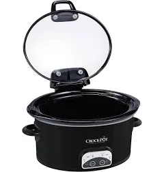 Crock-Pot® One Touch Control 4.5-Quart Lift &amp; Serve Hinged Lid Slow Cooker,Black