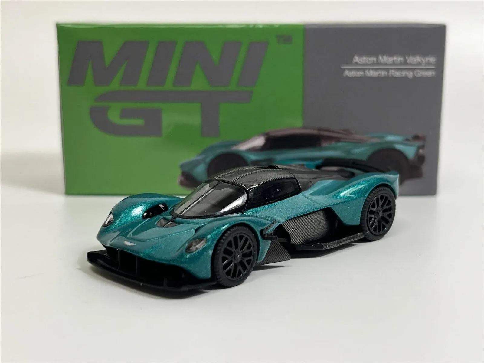 TrueScale Miniatures Mini GT 1/64 Aston Martin Valkyrie Aston Martin Racing Green Left Handle Finished Product