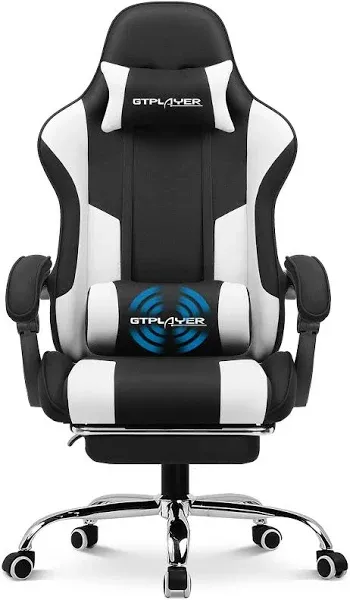 GTPLAYER Gaming Chair, Computer Chair with Footrest and Lumbar Support, Height Adjustable Game Chair with 360-Swivel Seat and Headrest and for Office