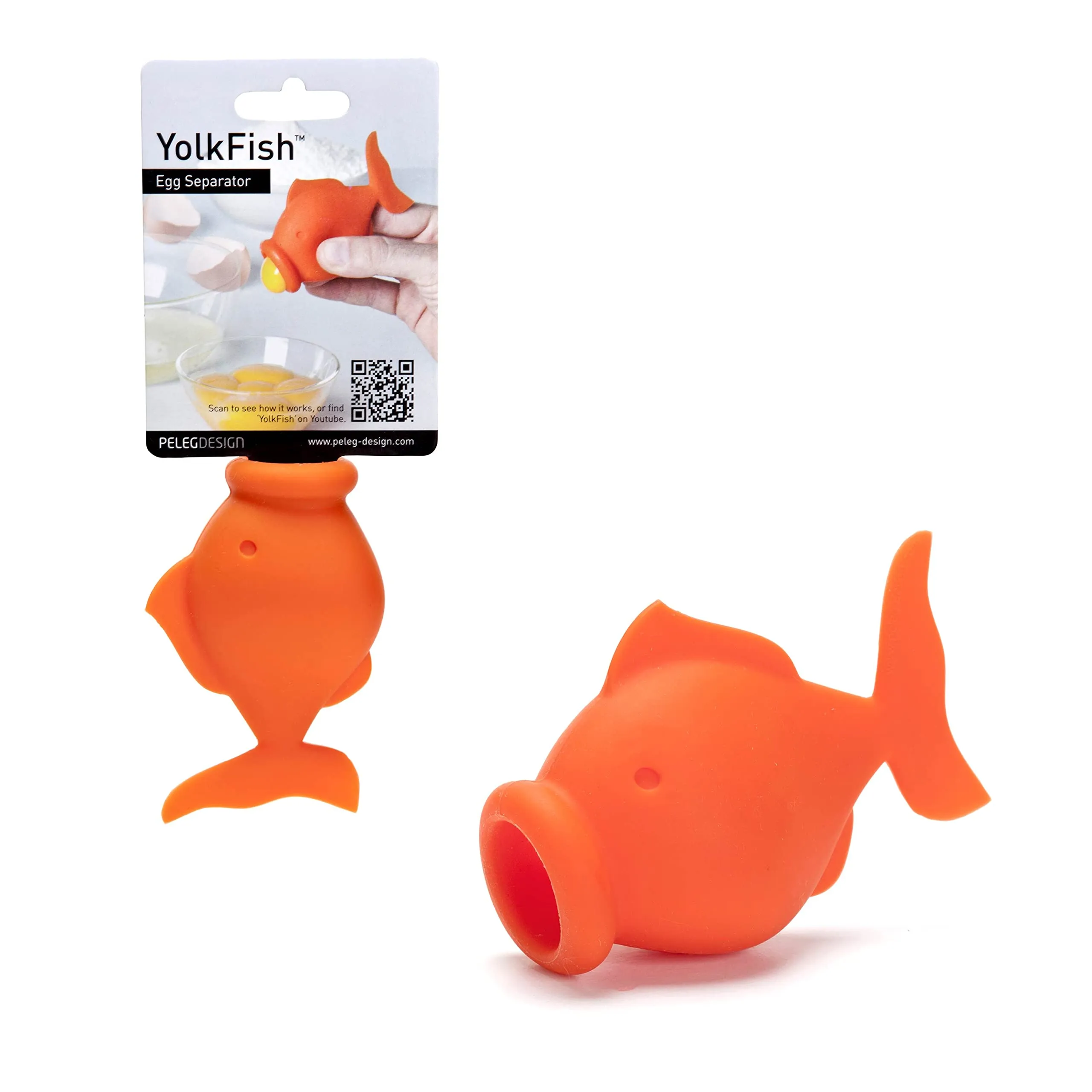 Peleg Design Silicone Egg Separator, Separate Egg Yolk from Egg White, Swallow Release, Yolk Divider Egg Extractor, Kitchen Gadgets Baking Tools (YolkFish)