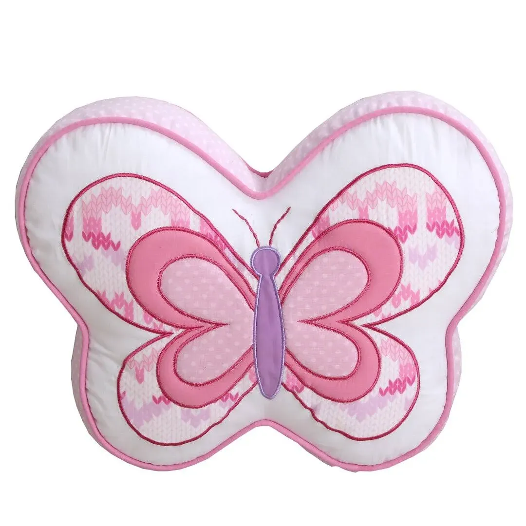 Cozy Line Home Fashions Pink Butterfly Shaped Decorative Throw Pillow, Cute Room Decor for Kids, Girls for Reading and Lounging Comfy Pillow