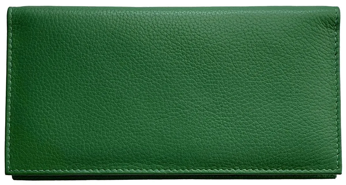 Emerald Green Basic Genuine Leather Checkbook Cover For Men & Women