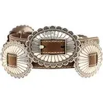 M&F Western Nocona Ladies Belt with Floral Silver Conchos, Brown, Large