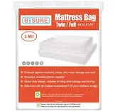 BYSURE 2-Pack 5 Mil Mattress Bag for Moving and Storage - Transparent Mattress Disposal Bag - Fits Twin/Full Size