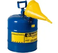 JUSTRITE 5 Gallon Steel Safety Can for Kerosene, Type I, Funnel, Flame Arrester, Blue - 7150310