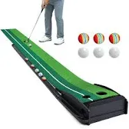 Dollox Putting Green Golf Putting Mat for Indoor, Putting Matt with Auto Ball Return, Mini Golf Set Golf Accessories for Men, Indoors Golf Matt for Home Office, Gifts for Golfer