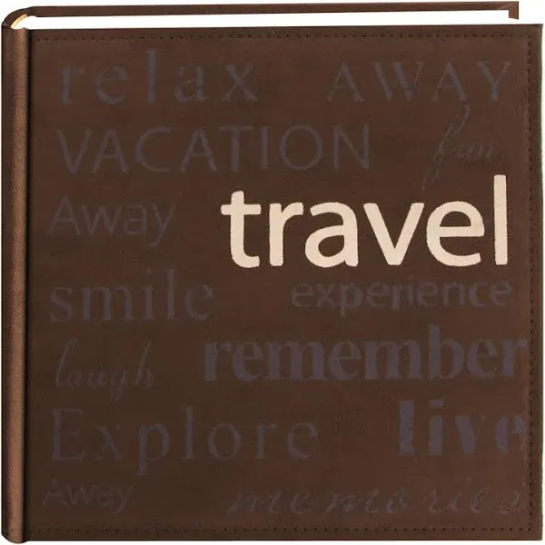 Pioneer Travel Text Design Sewn Faux Suede Cover Photo Album, Brown