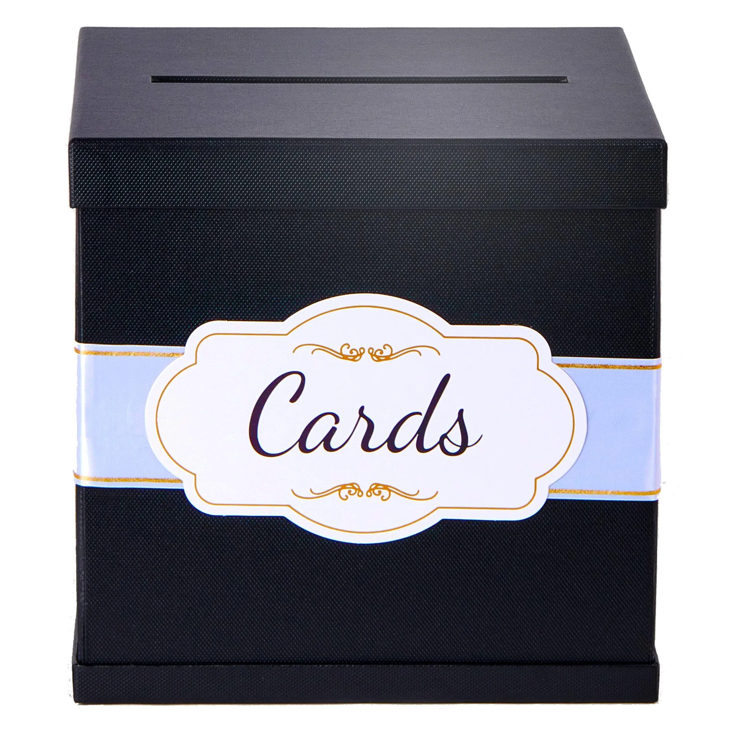 Merry Expressions 10" Black Card Box, Money Gift Box for Weddings, Graduations, Funerals, Birthdays - Wedding Gift Table Decoration for Receptions - Large