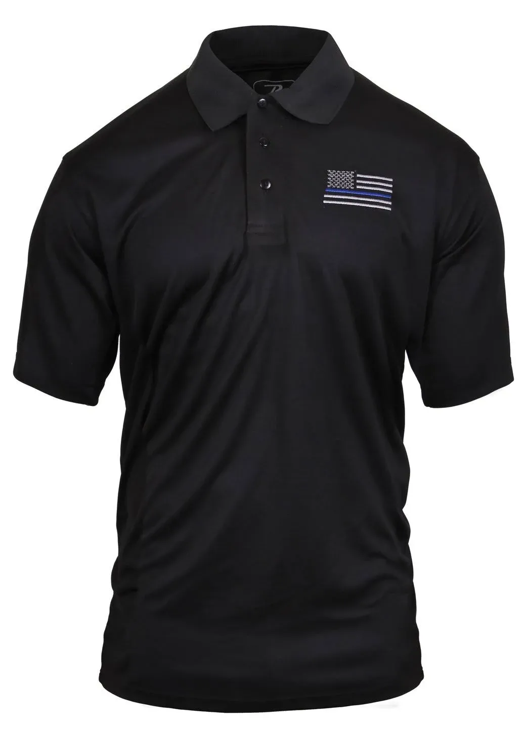 Thin Blue Line Moisture Wicking Black Polo Shirt Short Sleeve Large 2812