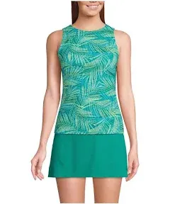 Lands' End Women's Long Torso High Neck UPF 50 Sun Protection Modest Tankini Swimsuit Top