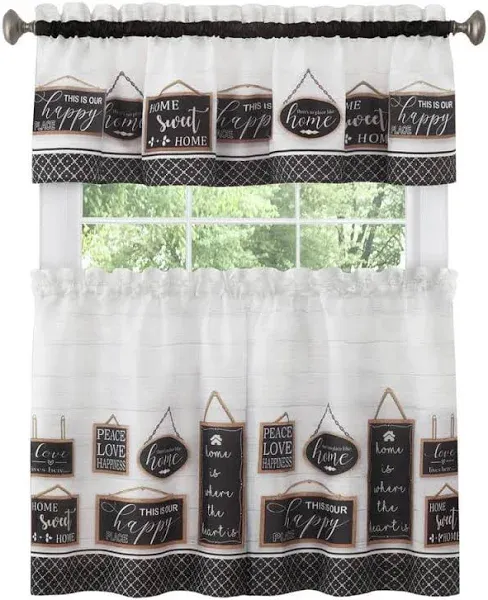 Achim Modern Farmhouse Tier and Valance Window Curtain Set