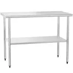 Rockpoint Stainless Steel Table for Prep & Work 48x24 Inches, NSF Metal Commercial Kitchen Table with Adjustable Under Shelf and Table Foot for