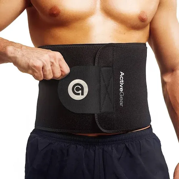 ActiveGear Waist Trimmer Belt for Stomach and Back Lumbar Support, Large: 9 inch x 46 inch - Blue