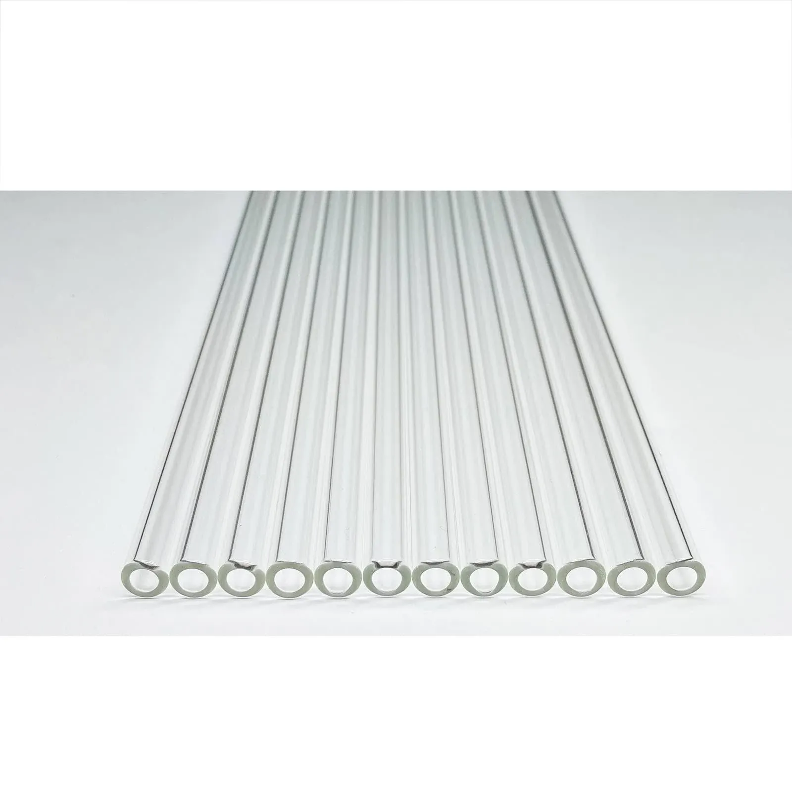 Yeeseok Glass Tubes 12 Piece, 8 inch Long Borosilicate Glass Tubes OD 8 mm Thickness 1.5 mm Industrial Glass Tubing for Tall Cup (8mm / Clear)