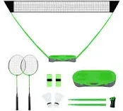 FBSPORT Portable Badminton Net Set with Storage Base, Folding Volleyball Green