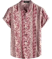 VATPAVE Mens Casual Hawaiian Floral Shirts Short Sleeve Button Down Tropical Shi