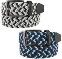 Braided Elastic Stretch Belt Casual Weave Canvas Fabric Woven Golf Belt 1-3/8" Wide