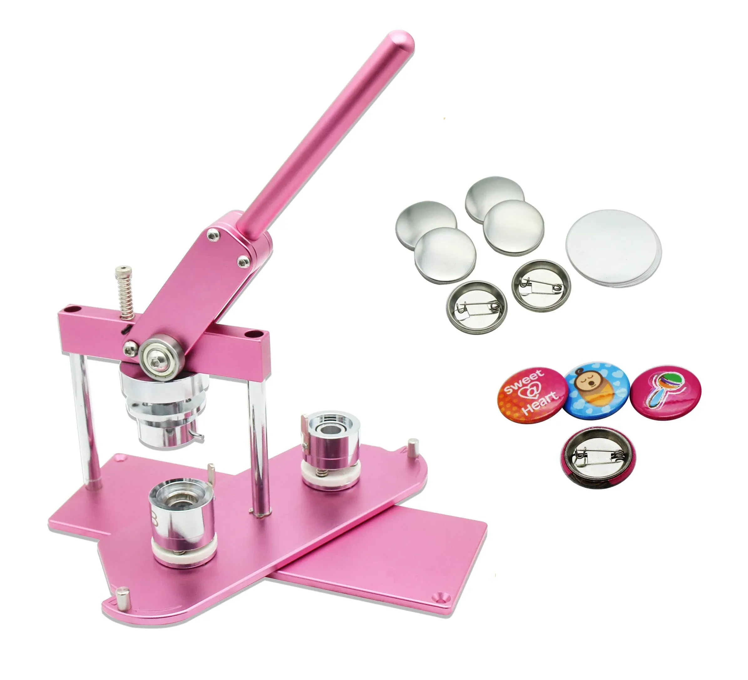 ChiButtons Button Maker Kit 25mm (1") Badge Press Machine-B400 + 25mm Round Die Moulds + 500 Set Button Components + Adjustable Circle Cutter (Black-New)