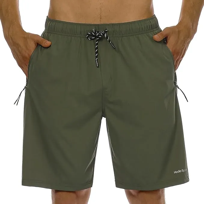 HODOSPORTS Mens No Liner Swim Trunks Quick-Dry with Zipper Pockets