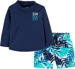 Simple Joys by Carter's Boys' Swimsuit Trunk and Rashguard Set