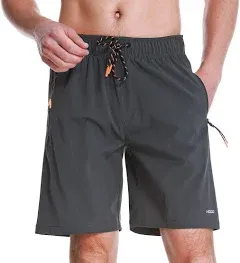 HODOSPORTS Mens No Liner Swim Trunks Quick-Dry with Zipper Pockets