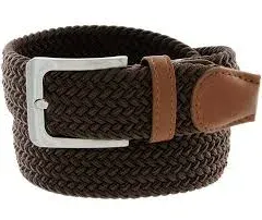 Men's Stretch Belt Braided Elastic Stretch Belt Casual Weave Canvas Fabric Woven Belt 1-3/8" Wide