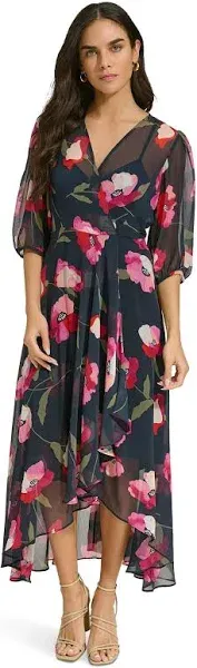 Calvin Klein Women's Maxi Chiffon Wrap Dress