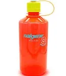 Nalgene Sustain Narrow Mouth 32 oz Pomegranate Water Bottle w/Lime Lid / Cap