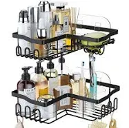 HapiRm Corner Shower Caddy with Shampoo Holder Shower Organizer Shower Storage Shelf with 11 Hooks