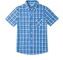 Tronjori Boys' Short Sleeve Button Down Woven Shirt