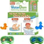 WaterDam A-Series Swimming Ear Plugs Ultra Comfy Great Waterproof Earplugs (Mixed Sizes, Size 0+1A: Infants Babies Toddlers 3-18Months (Orange Blue))