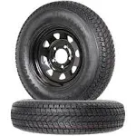 Ecustomrim 2-pk Mounted Trailer Tire Black Spoke Wheel Rim ST175/80D13 C 175/80D13 13 5-4.5