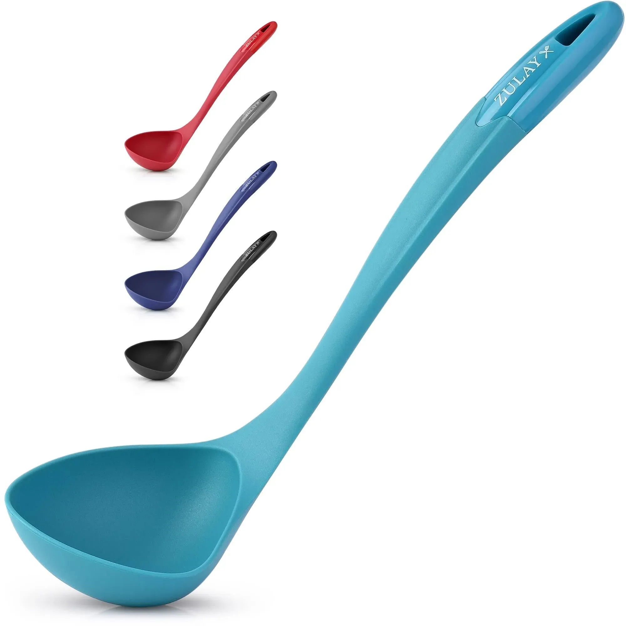 Zulay Kitchen Nylon Soup Ladle Scoop Spoon - Blue